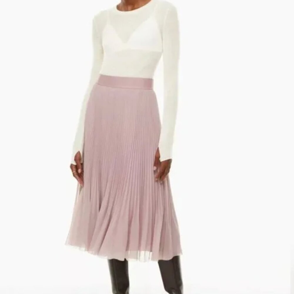 Aritzia Dusty Pink Pleated Midi Twirl Skirt